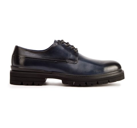 Derby-Schuhe aus Leder mit dicker Sohle, dunkelblau, 93-M-514-N-45, Bild 1