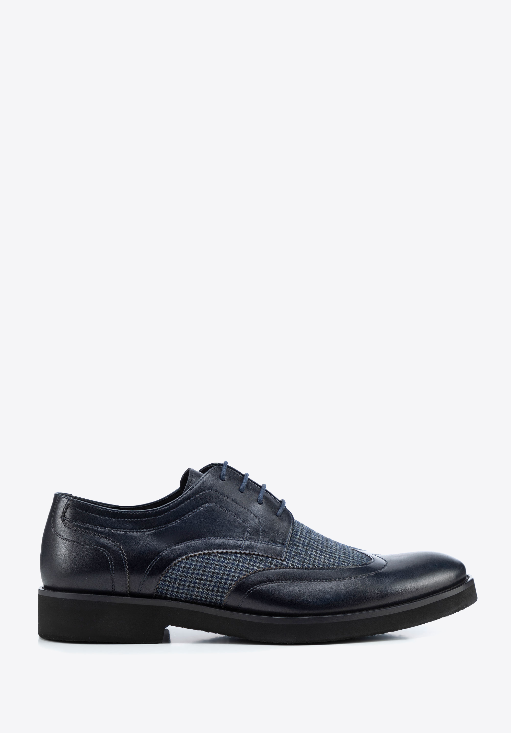 Derby-Schuhe aus Leder mit Textildetails, dunkelblau, 100-M-707-N-42, Bild 1