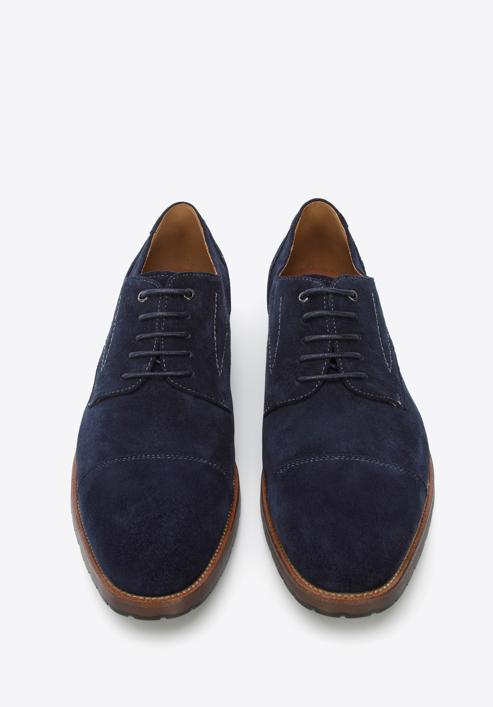 Derby-Schuhe aus Wildleder mit dekorativen Besätzen, dunkelblau, 96-M-702-N-39, Bild 2