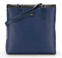 Damentasche aus Leder, dunkelblau, 85-4E-458-7, Bild 1