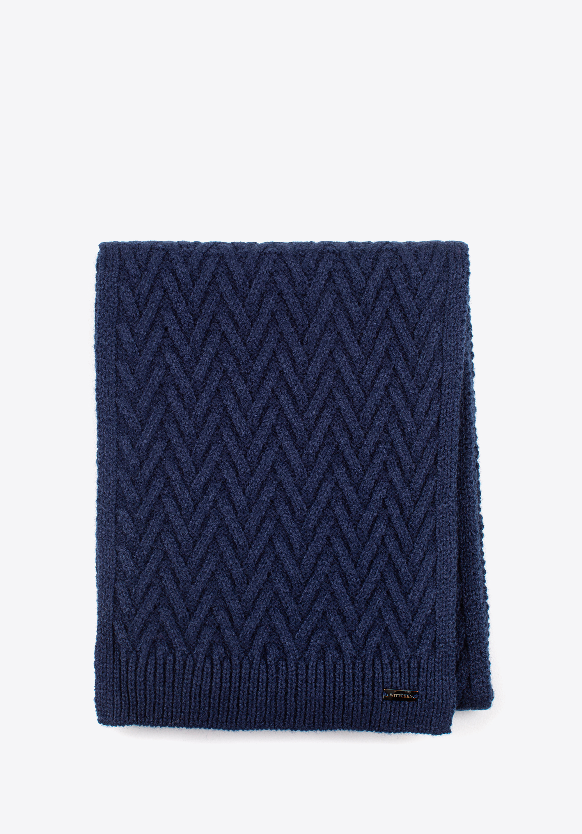 Fischgrätenschal für Damen, dunkelblau, 97-7F-007-7, Bild 1