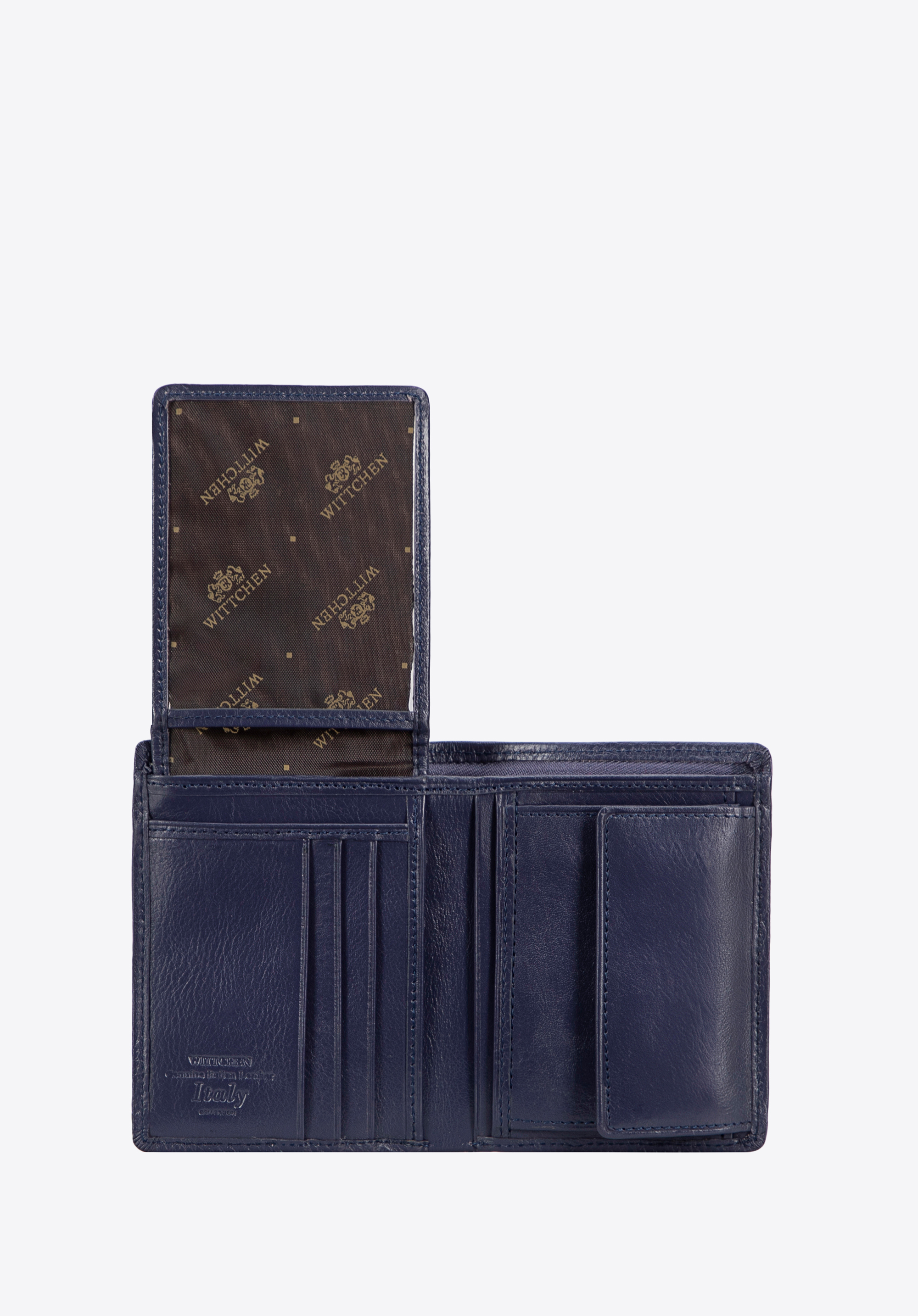 Gefaltete Lederbrieftasche, dunkelblau, 21-1-009-NL, Bild 1