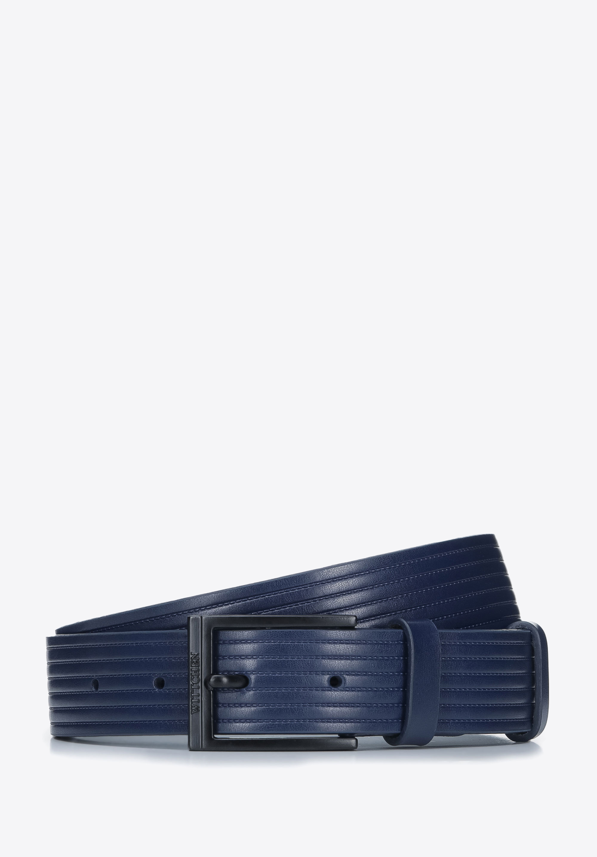 Geprägter Ledergürtel für Herren, dunkelblau, 93-8M-107-7-11, Bild 1