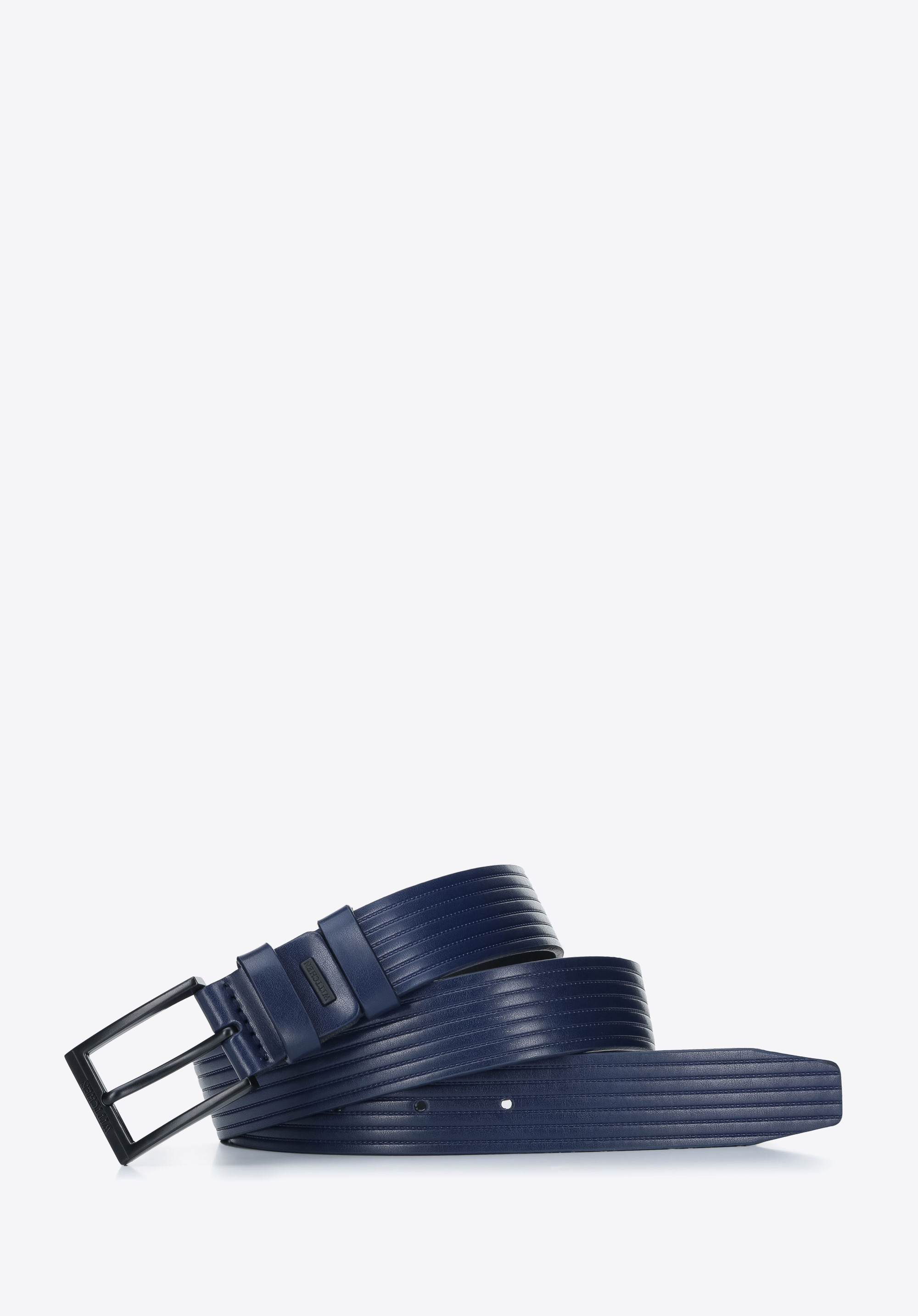 Geprägter Ledergürtel für Herren, dunkelblau, 93-8M-107-7-11, Bild 1