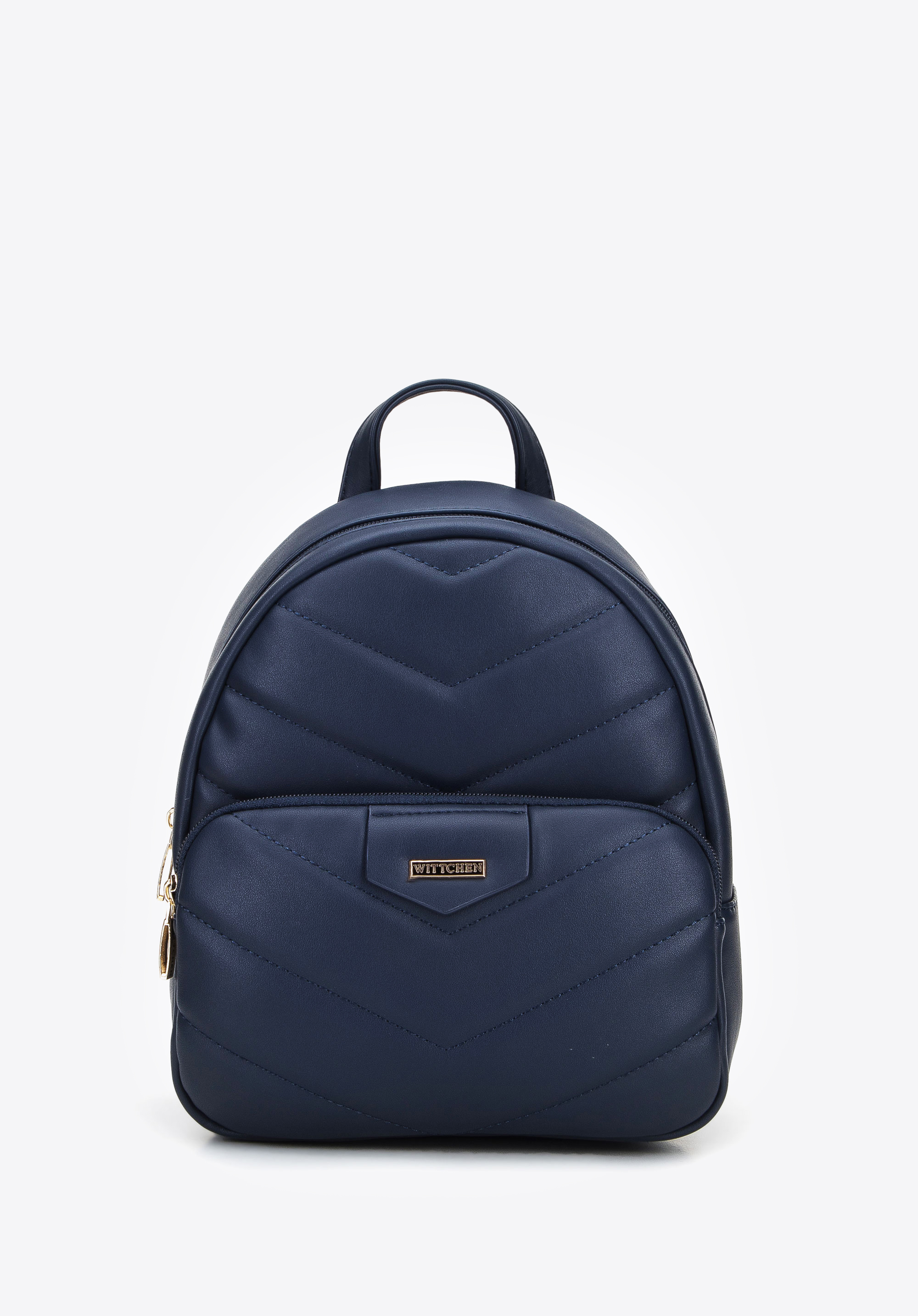 Gesteppter Rucksack aus Öko aus Öko-Leder für Damen, dunkelblau, 95-4Y-514-7, Bild 1