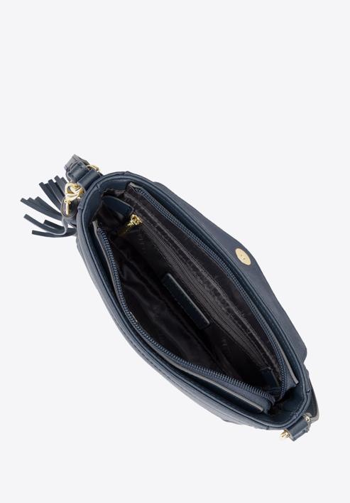 Gesteppte Überschlagtasche aus Leder mit Quastendetail, dunkelblau, 95-4E-620-3, Bild 3