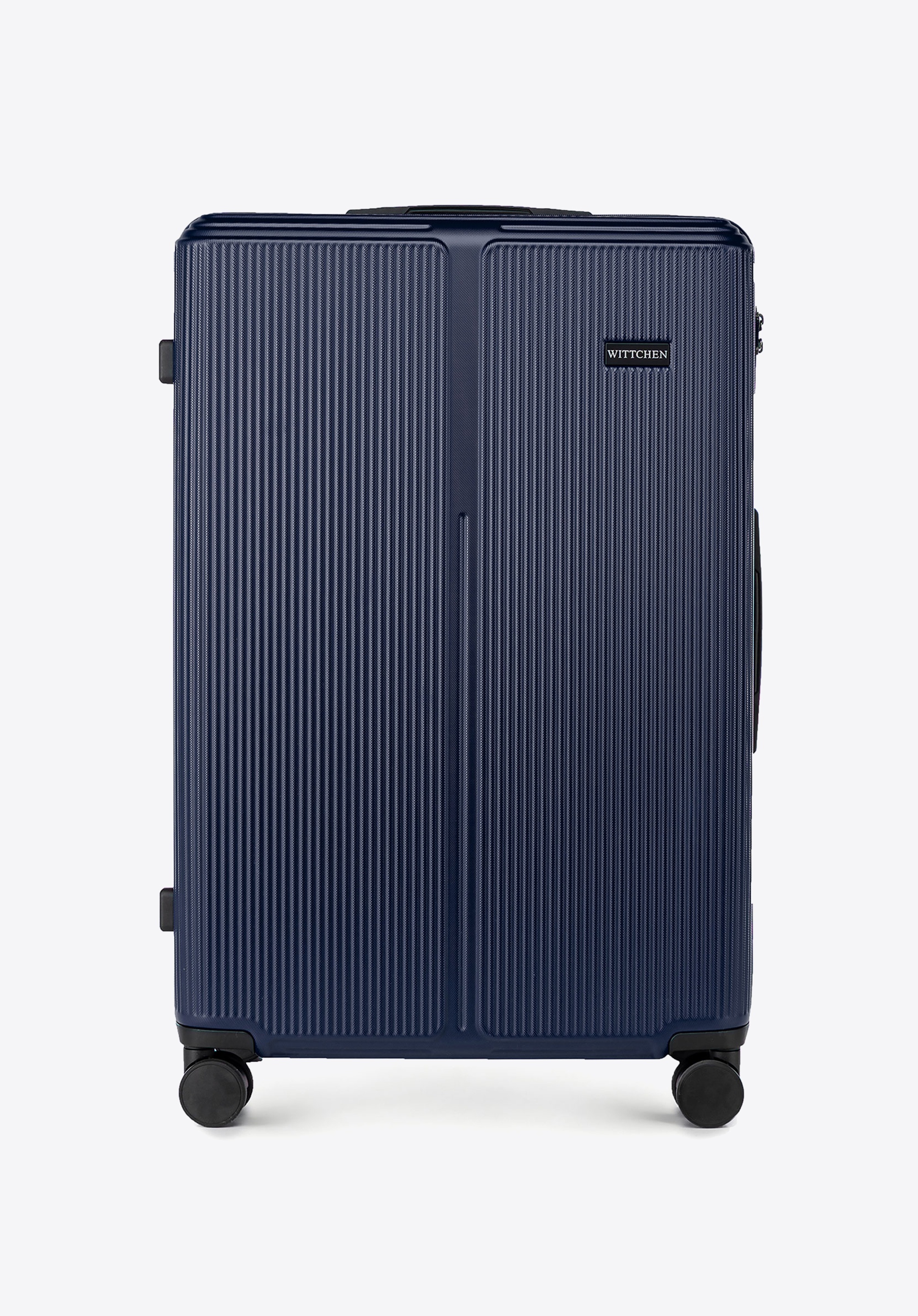 Großer gestreifter ABS-Koffer, dunkelblau, 56-3A-603-90, Bild 1