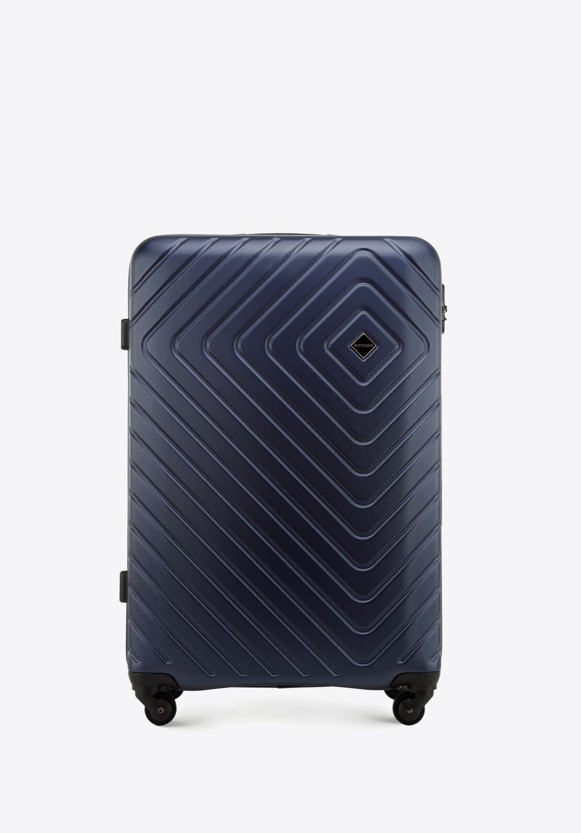 Großer Koffer  aus ABS mit geometrischer Prägung, Dunkelblau, 56-3A-753-90, Bild 1