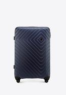 Großer Koffer  aus ABS mit geometrischer Prägung, dunkelblau, 56-3A-753-11, Bild 1