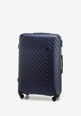 Großer Koffer  aus ABS mit geometrischer Prägung, Dunkelblau, 56-3A-753-90, Bild 1