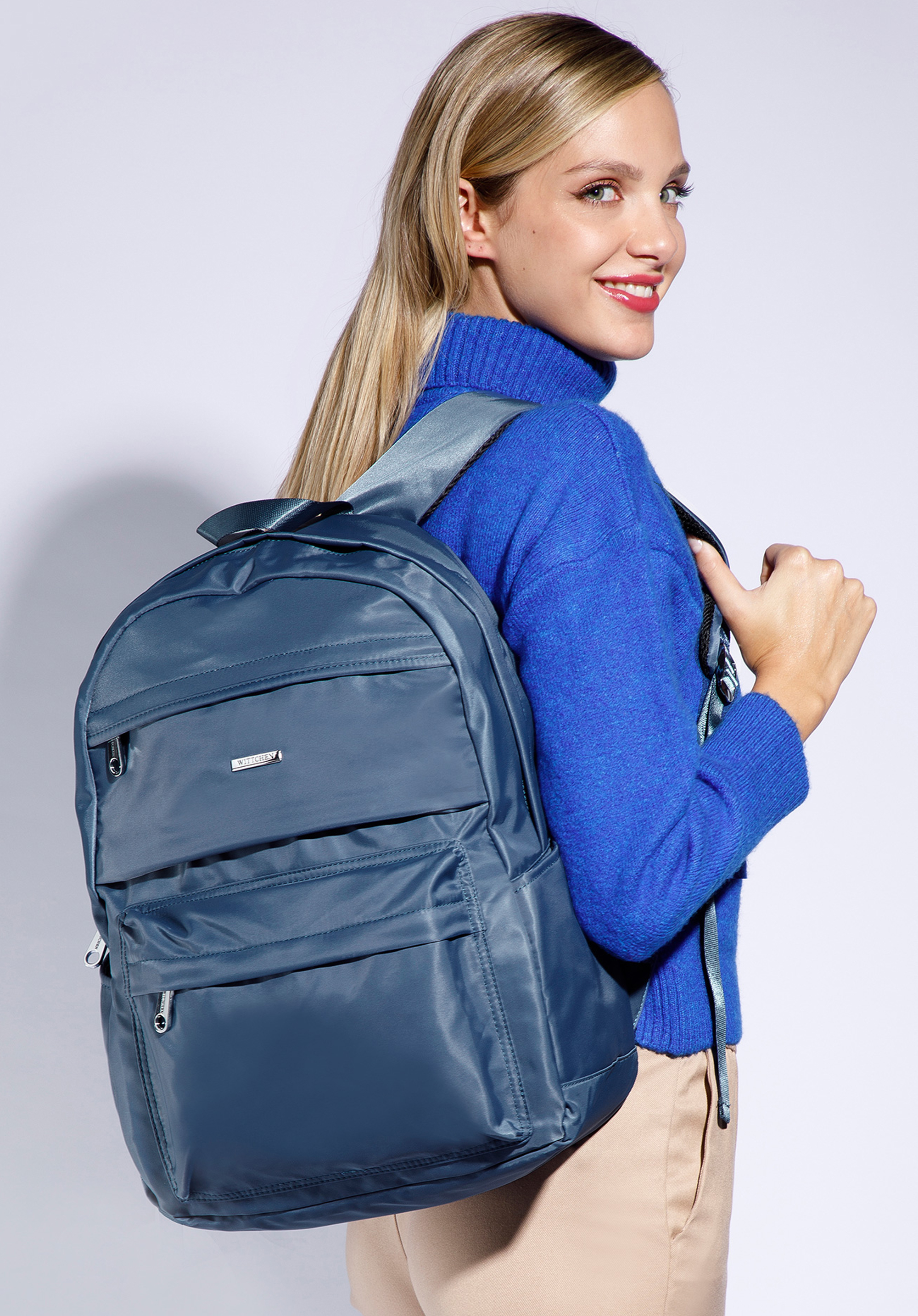 Großer Rucksack aus Nylon, Dunkelblau, 94-4Y-113-7, Bild 1