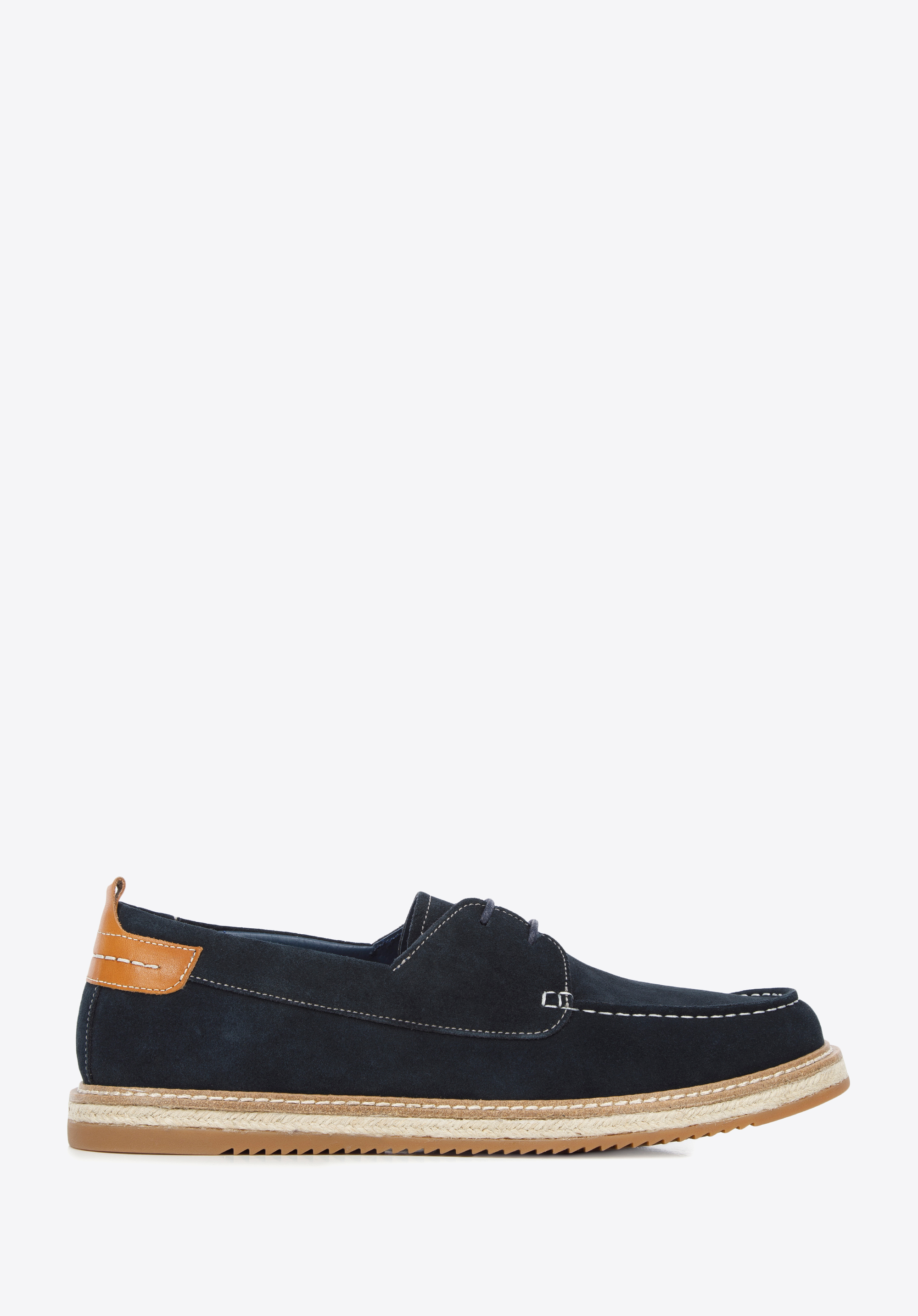 Halbschuhe für Herren aus Wildleder mit Kordelsohle, dunkelblau, 96-M-516-N-44, Bild 1