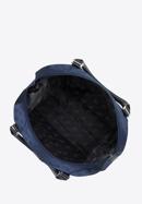 Handtasche aus Jacquard und Echtleder mit seitlichen Verschlüssen, dunkelblau, 95-4-907-1, Bild 3