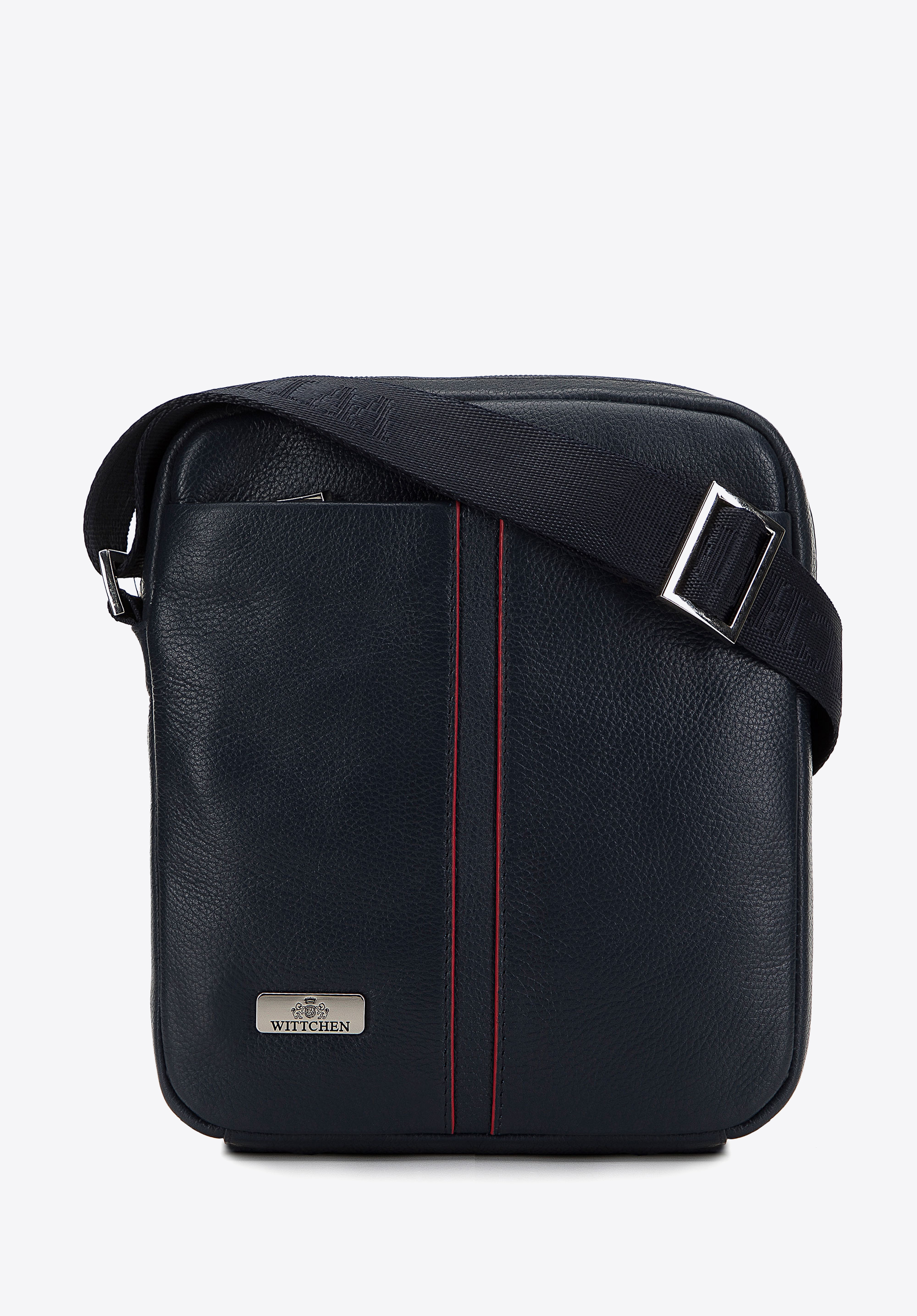 Herren-Umhängetasche aus Leder mit Mittelnaht, dunkelblau, 98-4U-900-7, Bild 1