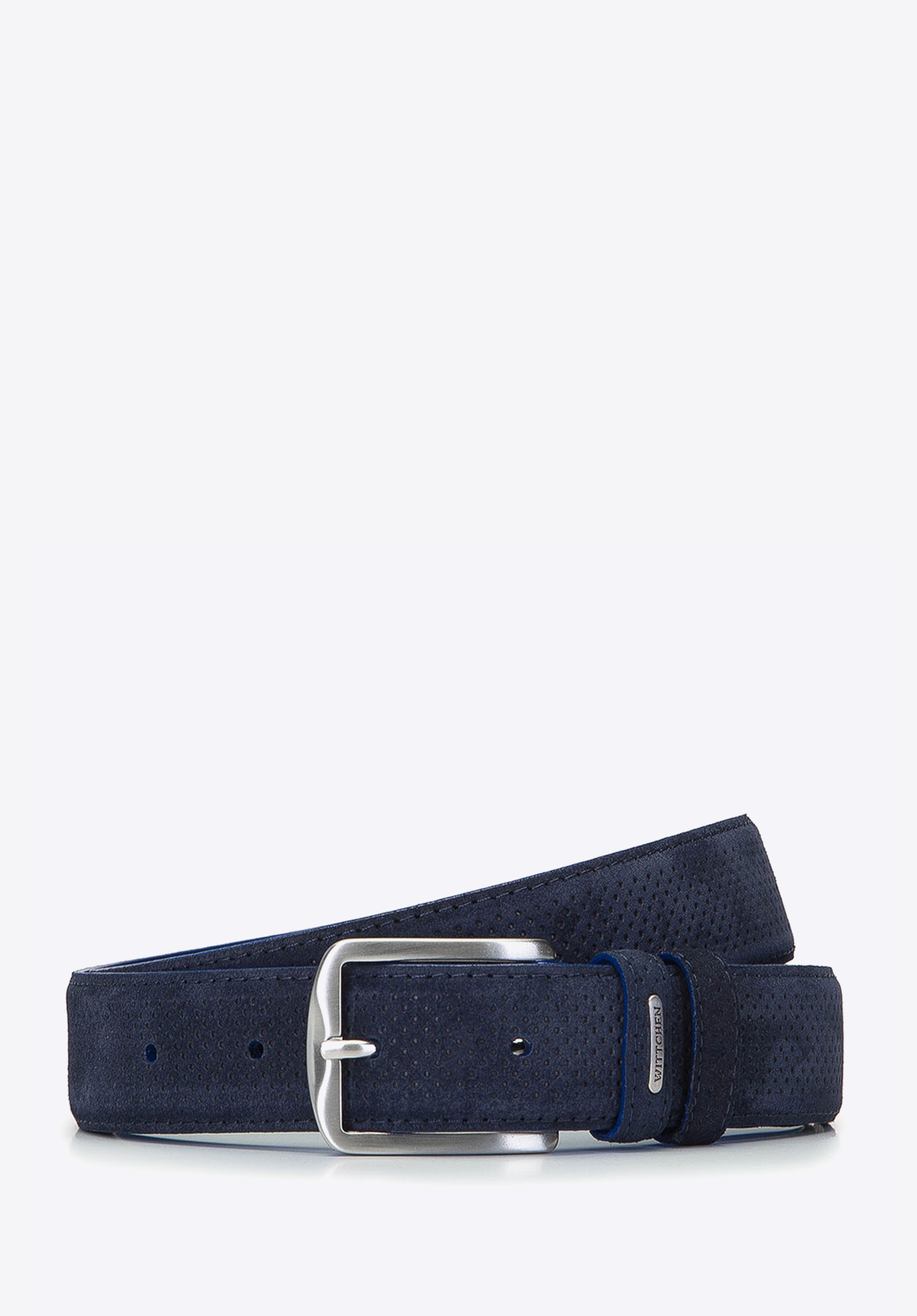 HERRENGÜRTEL AUS VELOURSLEDER, dunkelblau, 92-8M-370-7-11, Bild 1