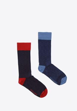 Herrensocken mit geometrischem Muster-2er-Set, dunkelblau, 96-SM-S02-X3-40/42, Bild 1