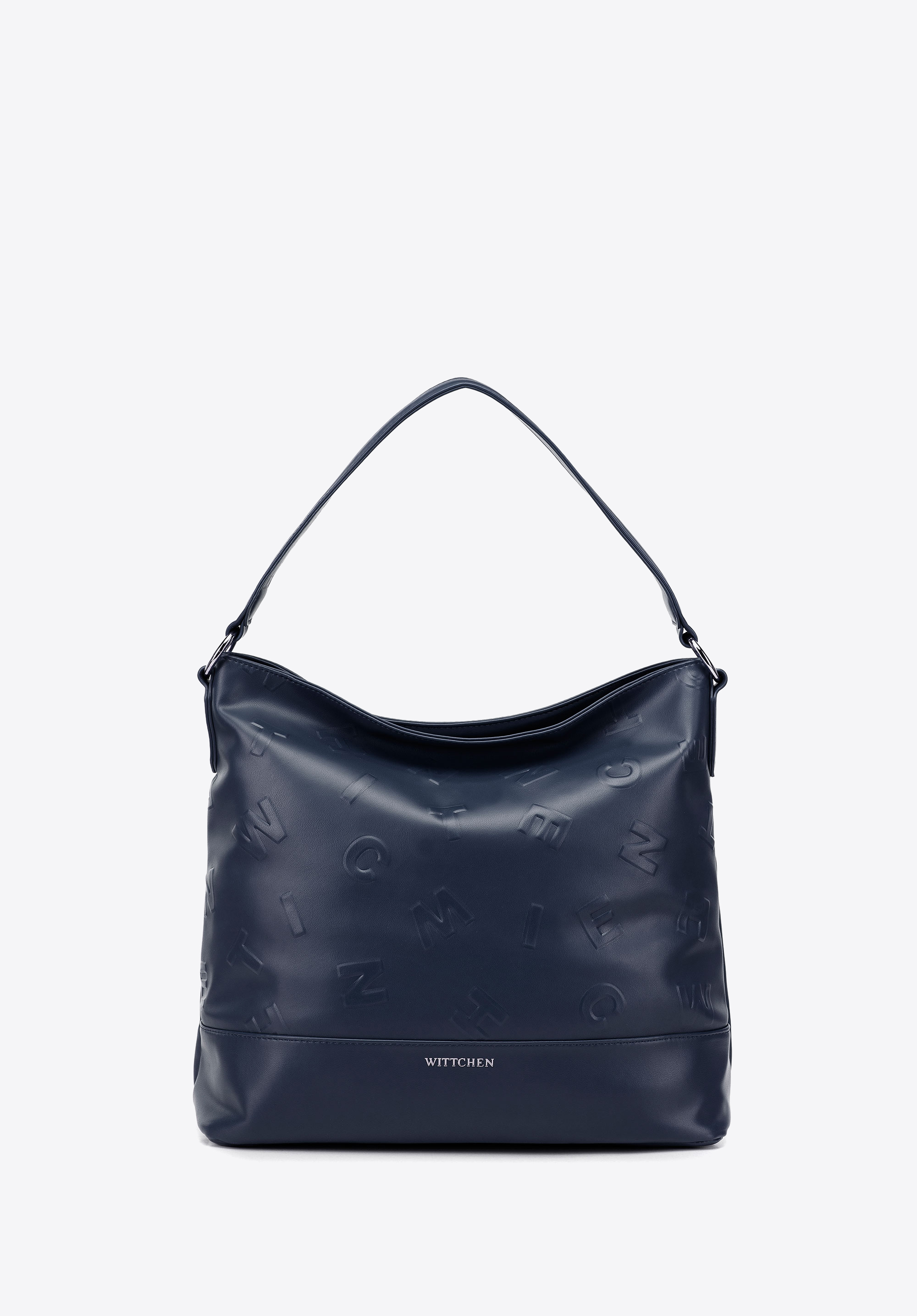 Hobo-Tasche aus Kunstleder mit geprägten Buchstaben