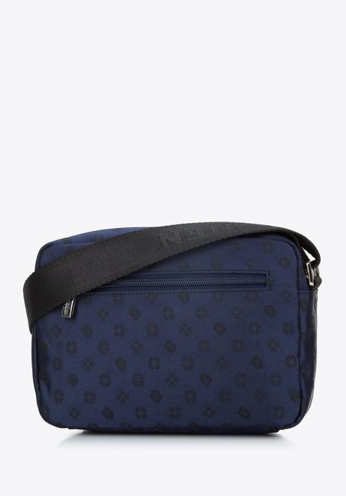 Jacquard-Damenhandtasche mit horizontalen Lederbändern, dunkelblau, 95-4-902-8, Bild 2