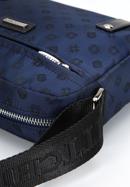 Jacquard-Damenhandtasche mit horizontalen Lederbändern, dunkelblau, 95-4-902-8, Bild 4
