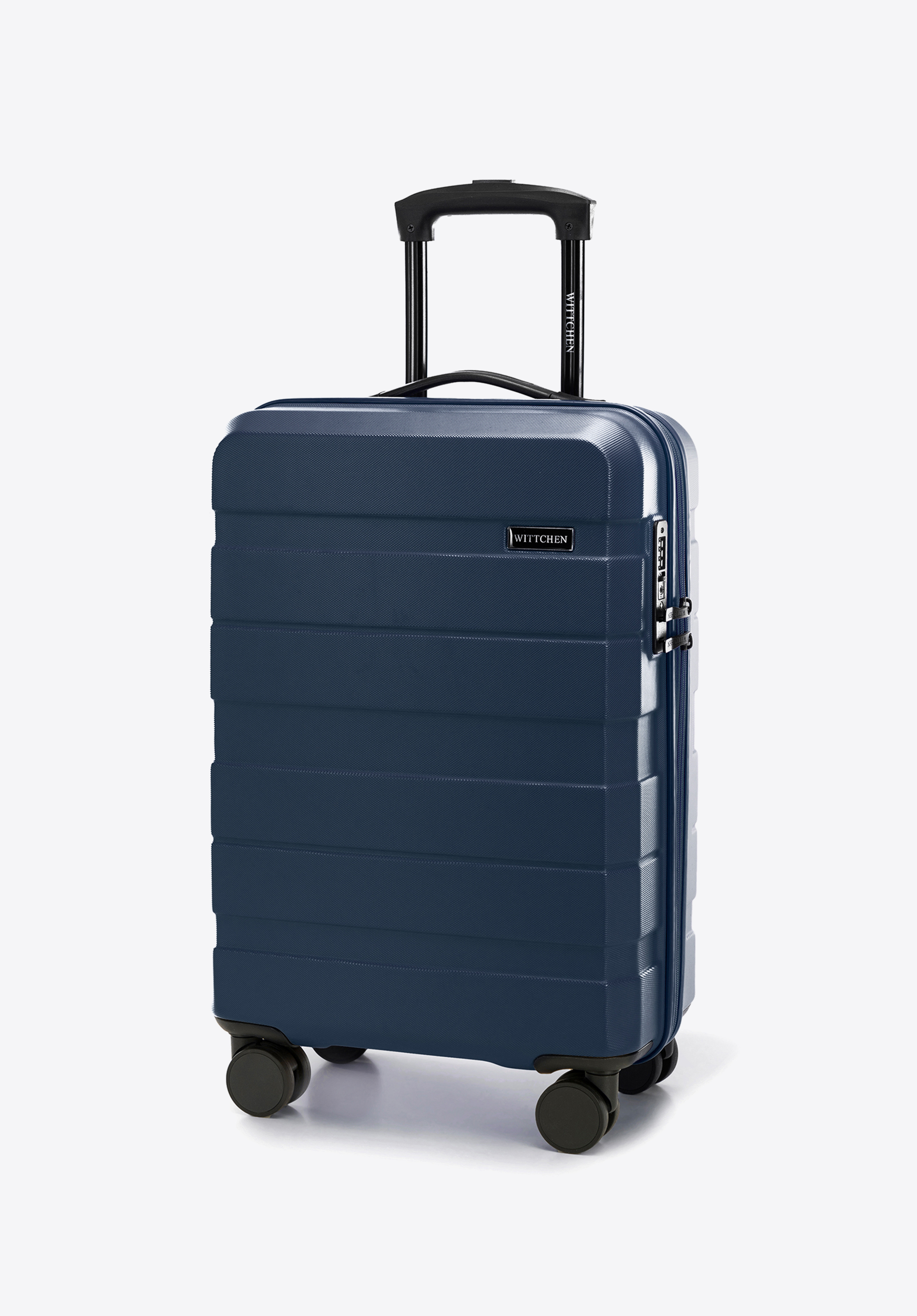 Kabinenkoffer aus ABS mit horizontalen Streifen, dunkelblau, 56-3A-101-90, Bild 1