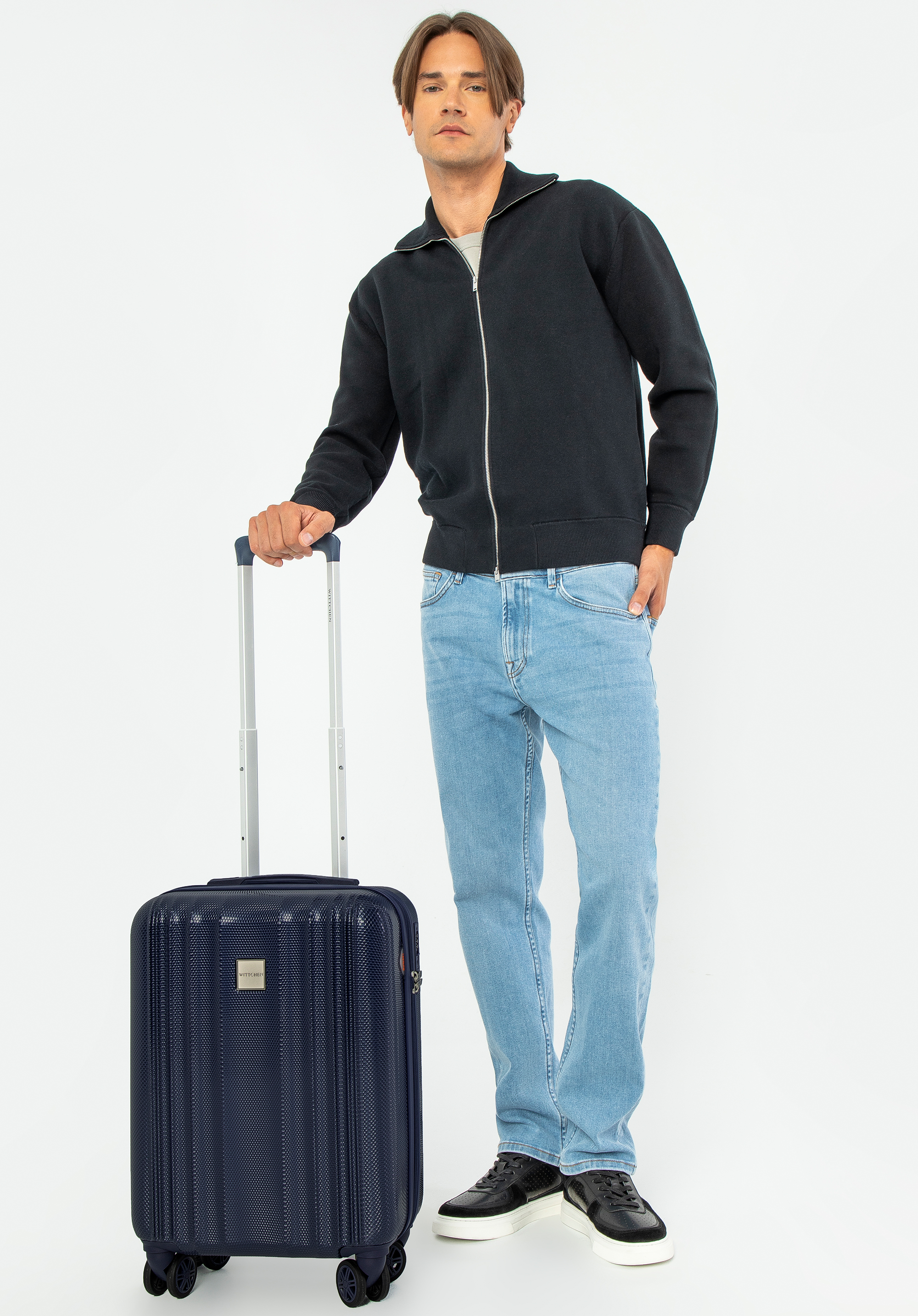 Kabinenkoffer aus geprägtem Polycarbonat, dunkelblau, 56-3P-301-90, Bild 1