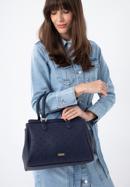 Klassische Köfferchen-Handtasche aus Leder, dunkelblau, 97-4Y-225-1, Bild 15