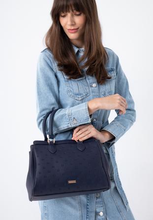 Klassische Köfferchen-Handtasche aus Leder, dunkelblau, 97-4Y-225-7, Bild 1