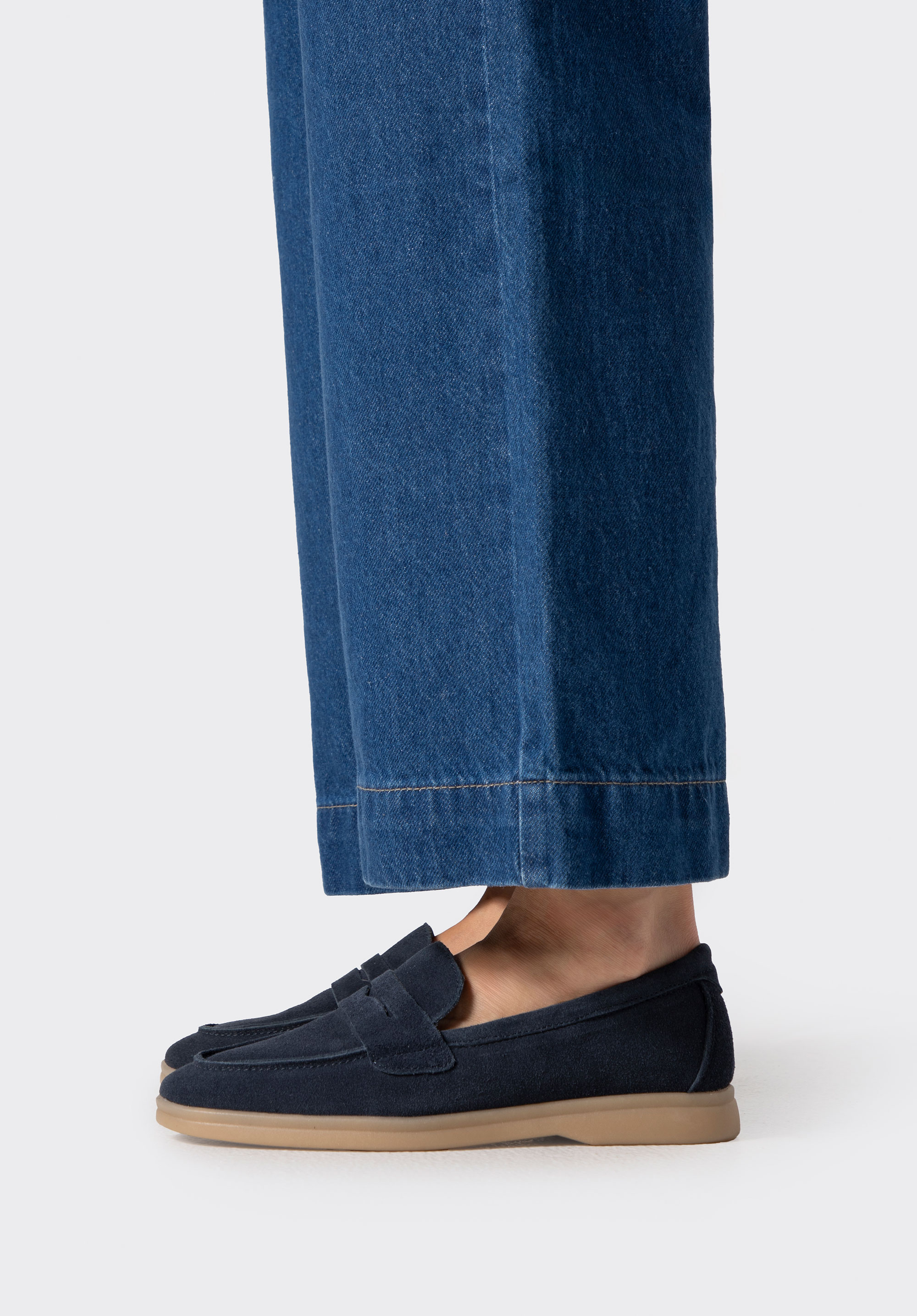 Klassische Wildleder-Loafer für Damen, dunkelblau, 100-D-401-N-35, Bild 1