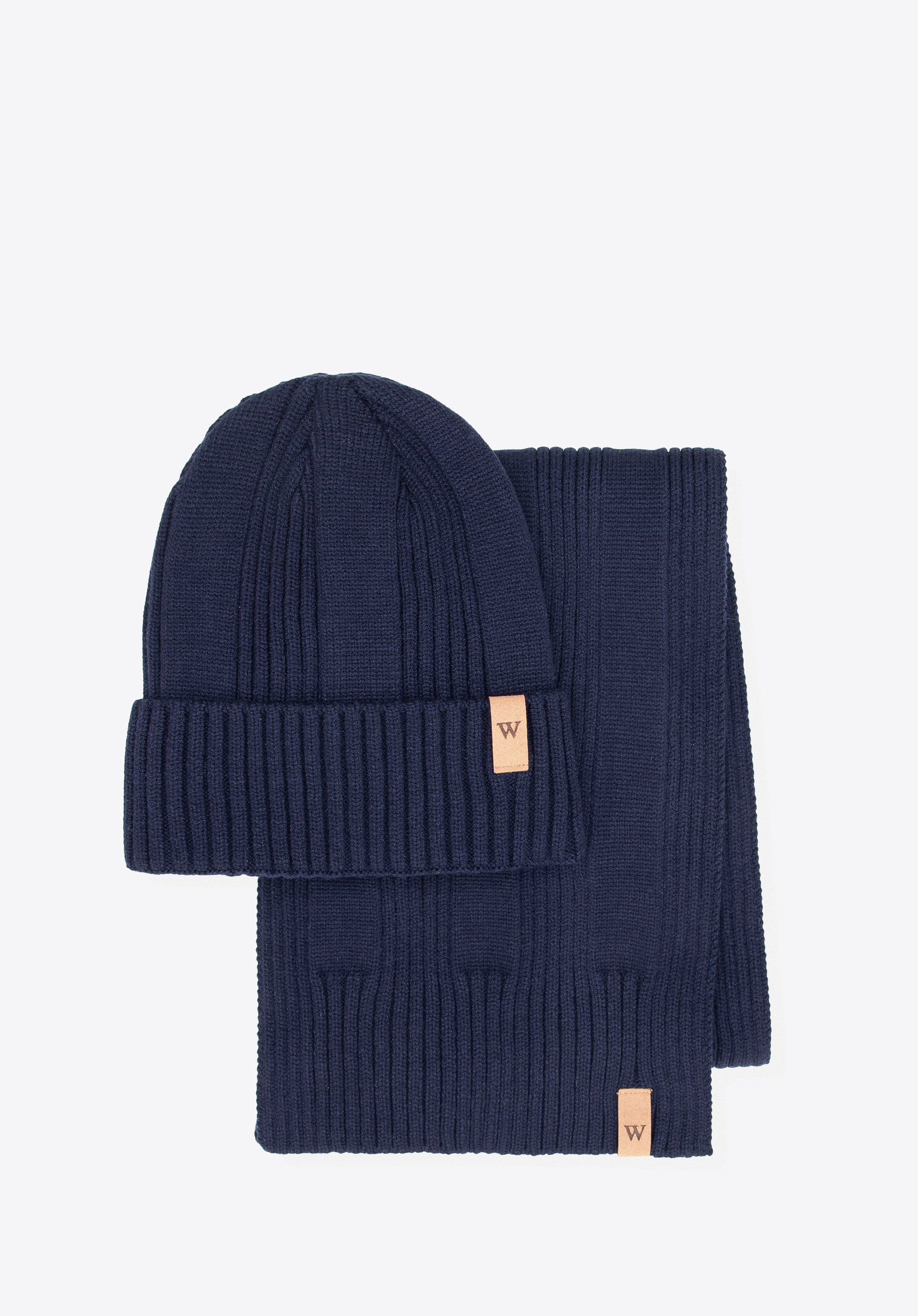 Klassisches Winterset: Mütze und Schal, dunkelblau, 101-SF-008-N, Bild 1