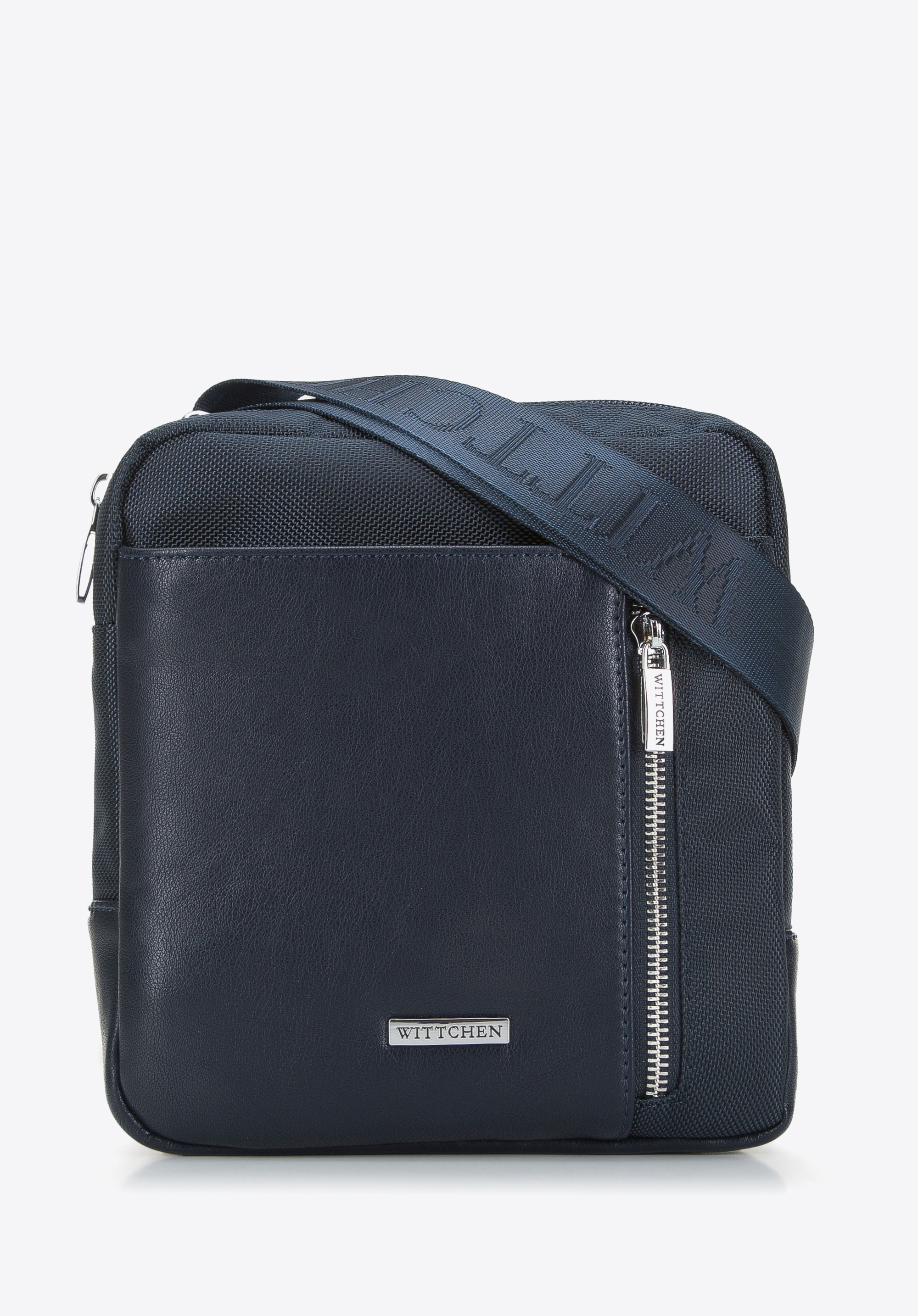 kleine Herren-Umhängetasche mit Tasche aus Ökoleder, dunkelblau, 94-4P-002-7, Bild 1