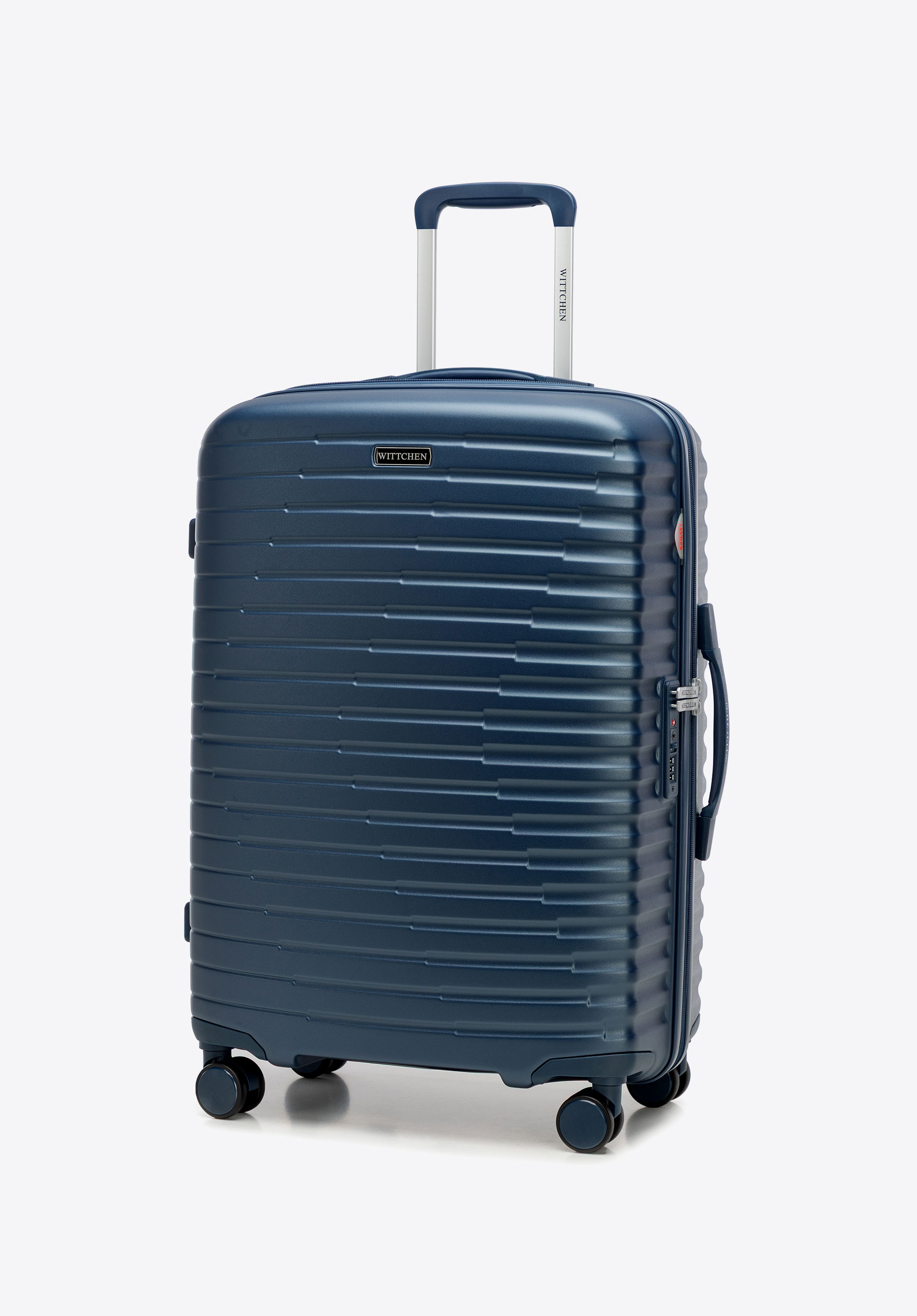 Kofferset aus Polycarbonat mit horizontalen Rillen, dunkelblau, 56-3P-61S-70, Bild 1