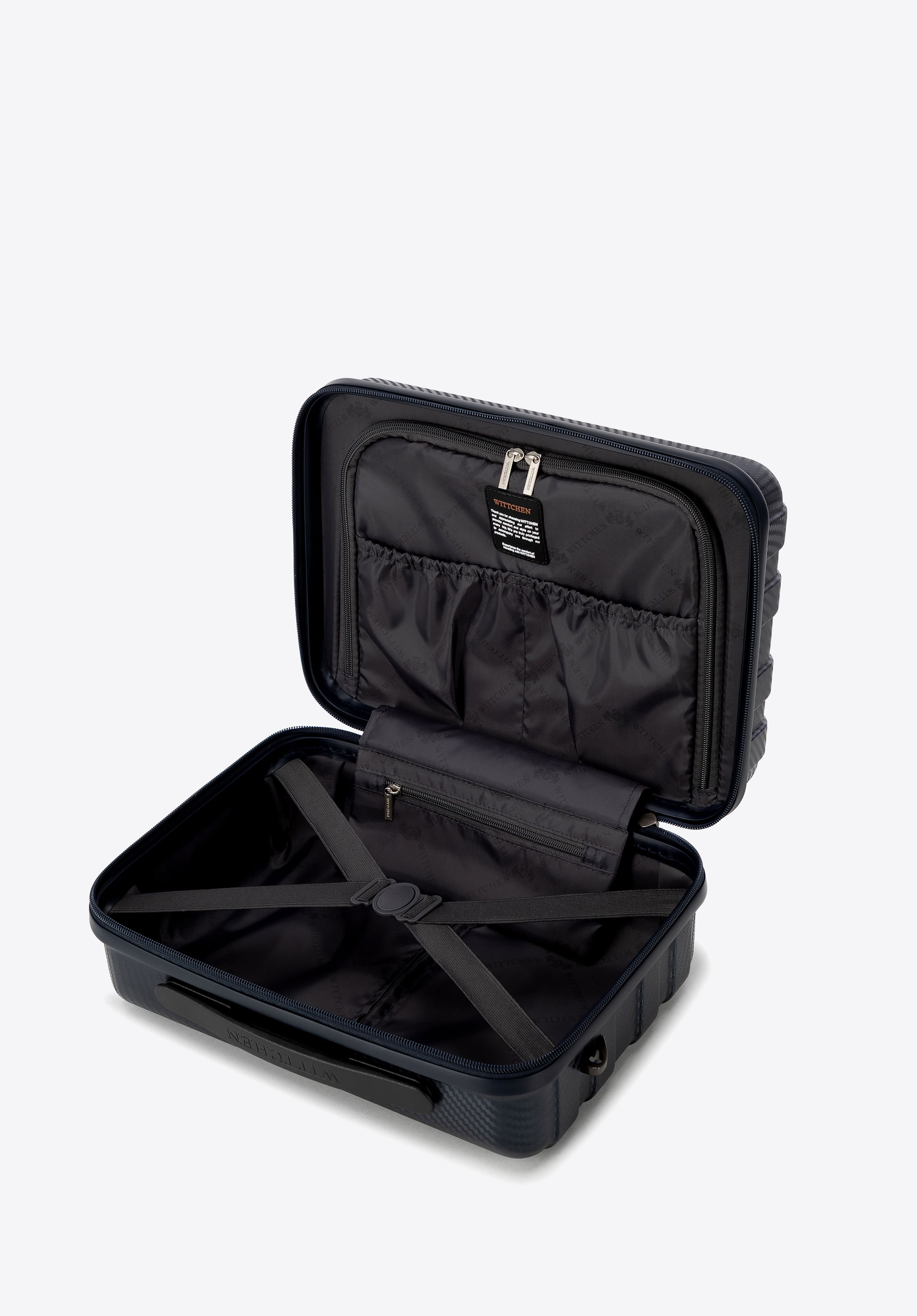 Kosmetiketui aus Polycarbonat mit horizontalen Streifen, dunkelblau, 56-3P-584-90, Bild 1