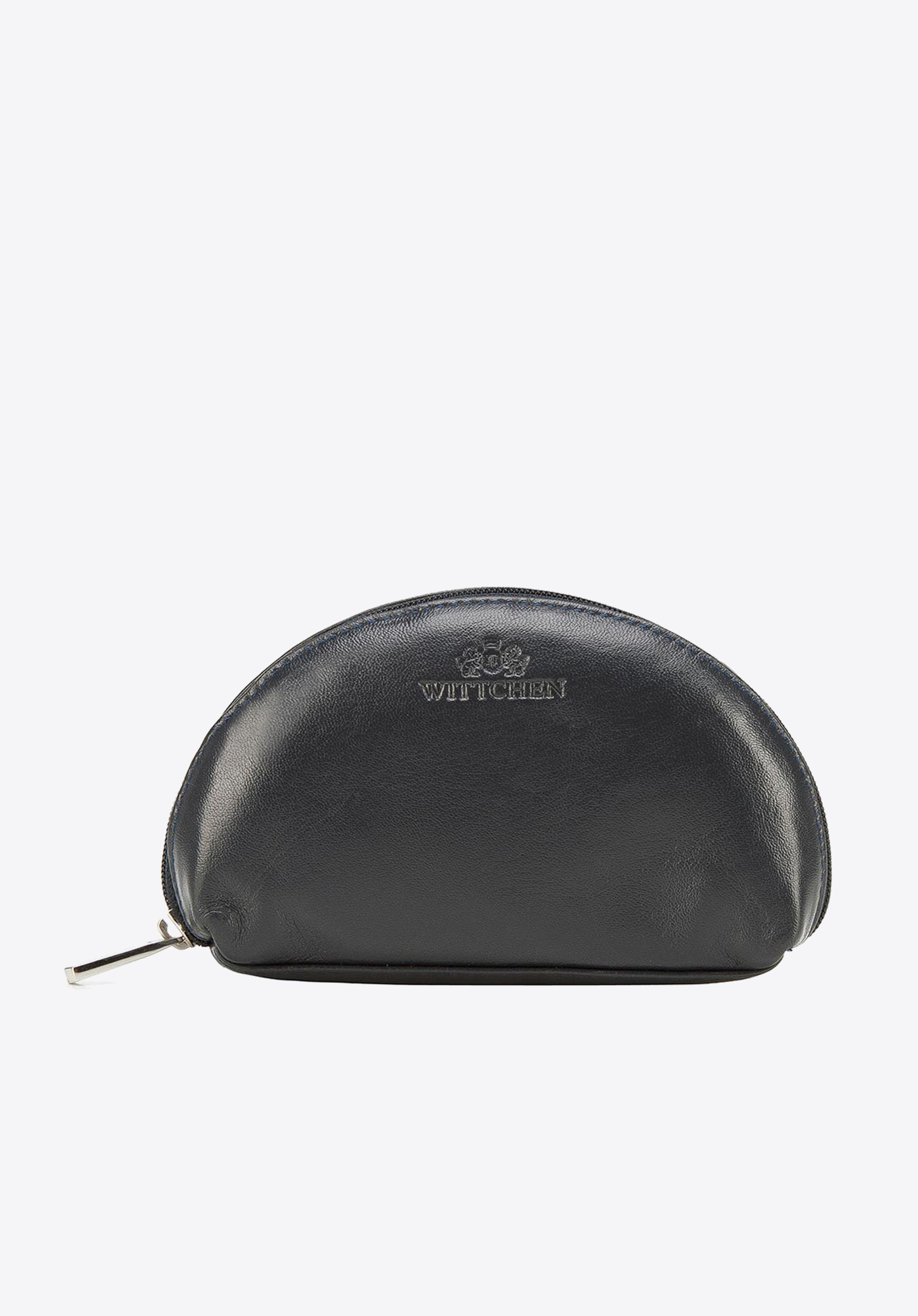 KOSMETIKTASCHE AUS LEDER IN HALBRUNDER FORM, dunkelblau, 26-2-441-N, Bild 1