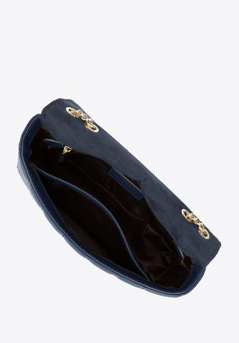 Längliche Handtasche aus gestepptem Leder für Damen, dunkelblau, 95-4E-653-Z, Bild 3
