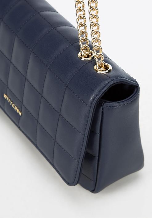 Längliche Handtasche aus gestepptem Leder für Damen, dunkelblau, 95-4E-653-Z, Bild 4