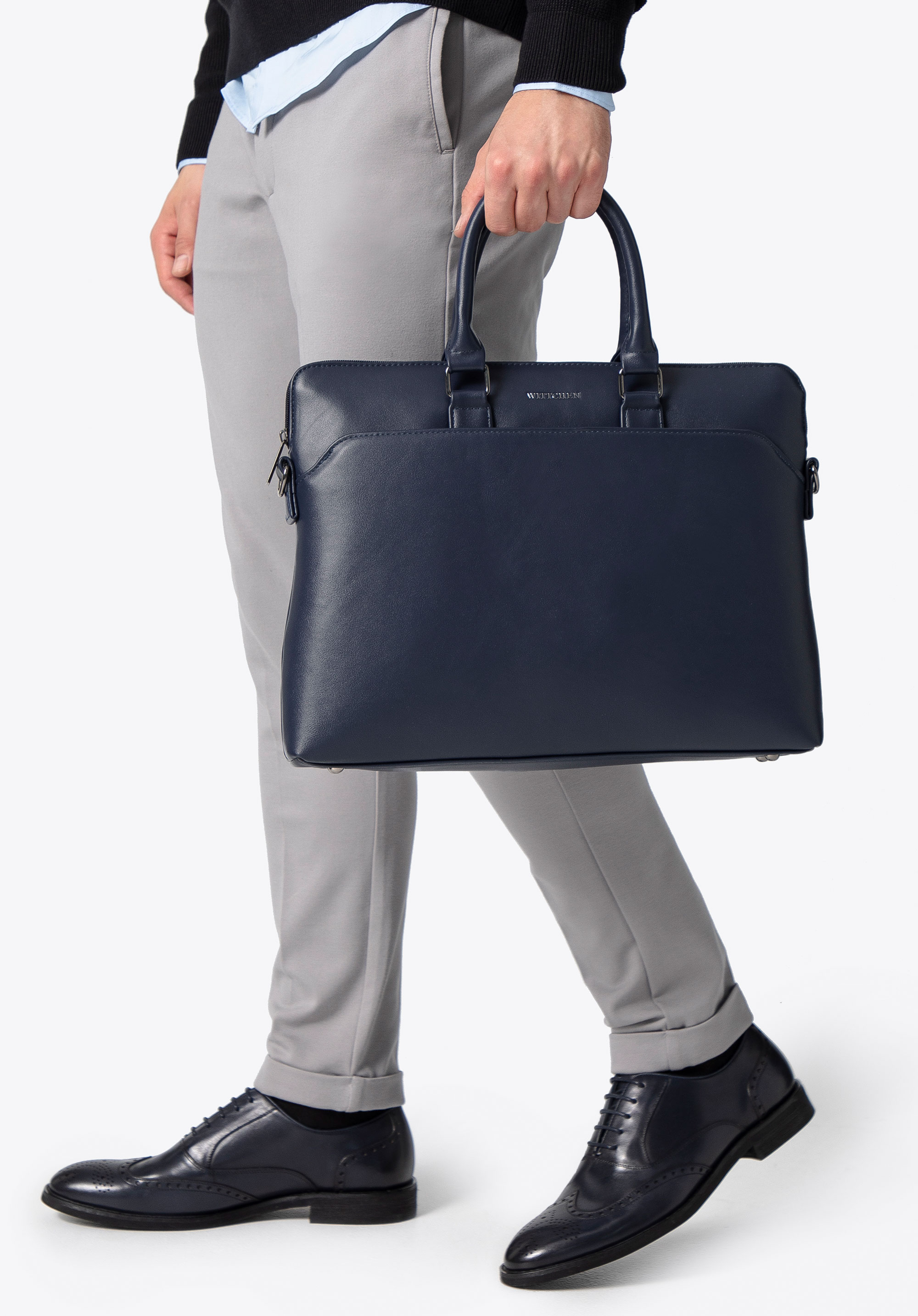 Laptop-Tasche 16“ aus Öko-Leder, dunkelblau, 100-3P-906-7, Bild 1