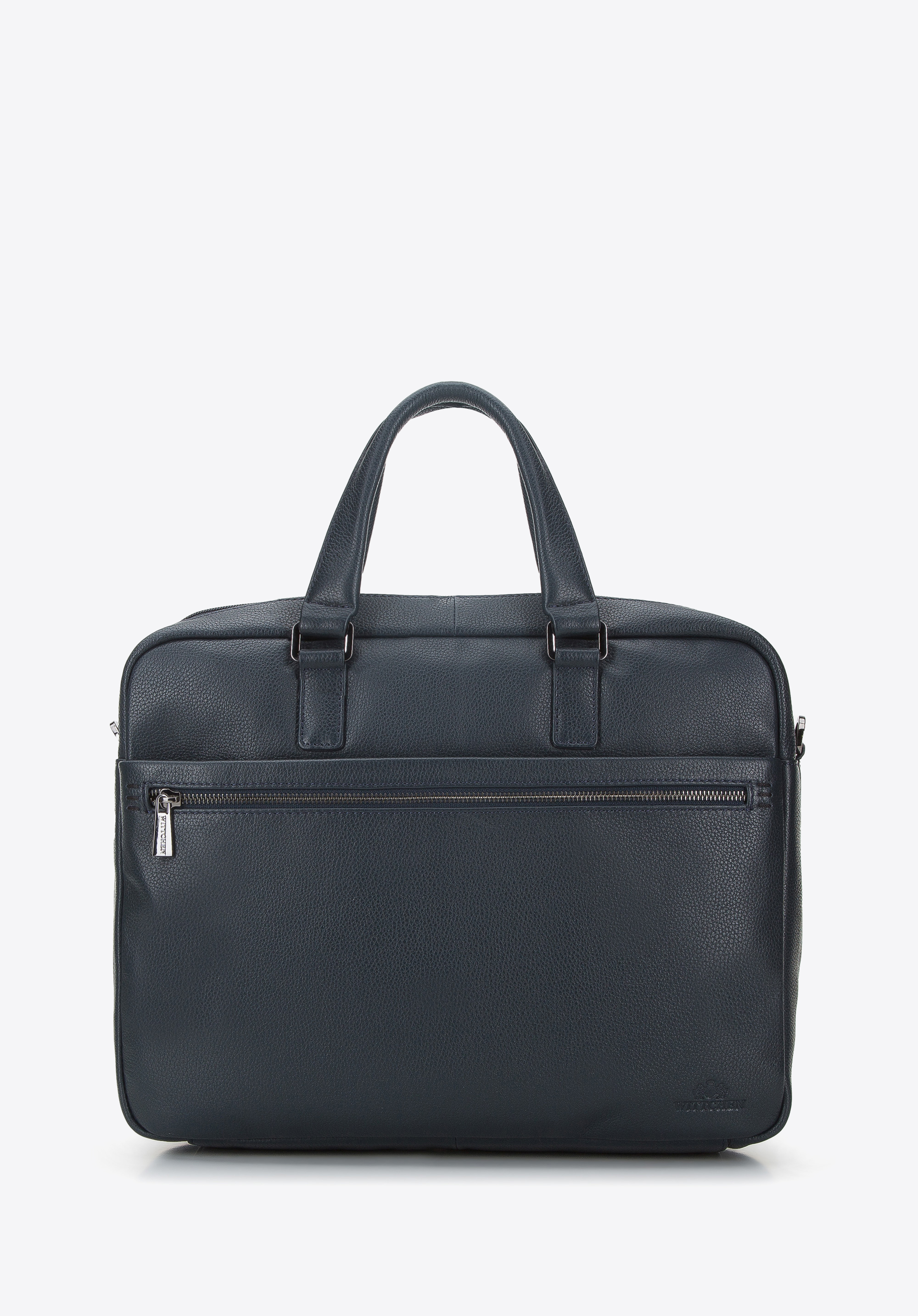 Laptoptasche bis 15,6 Zoll aus Echtleder mit Nähten, dunkelblau, 94-3U-304-N, Bild 1