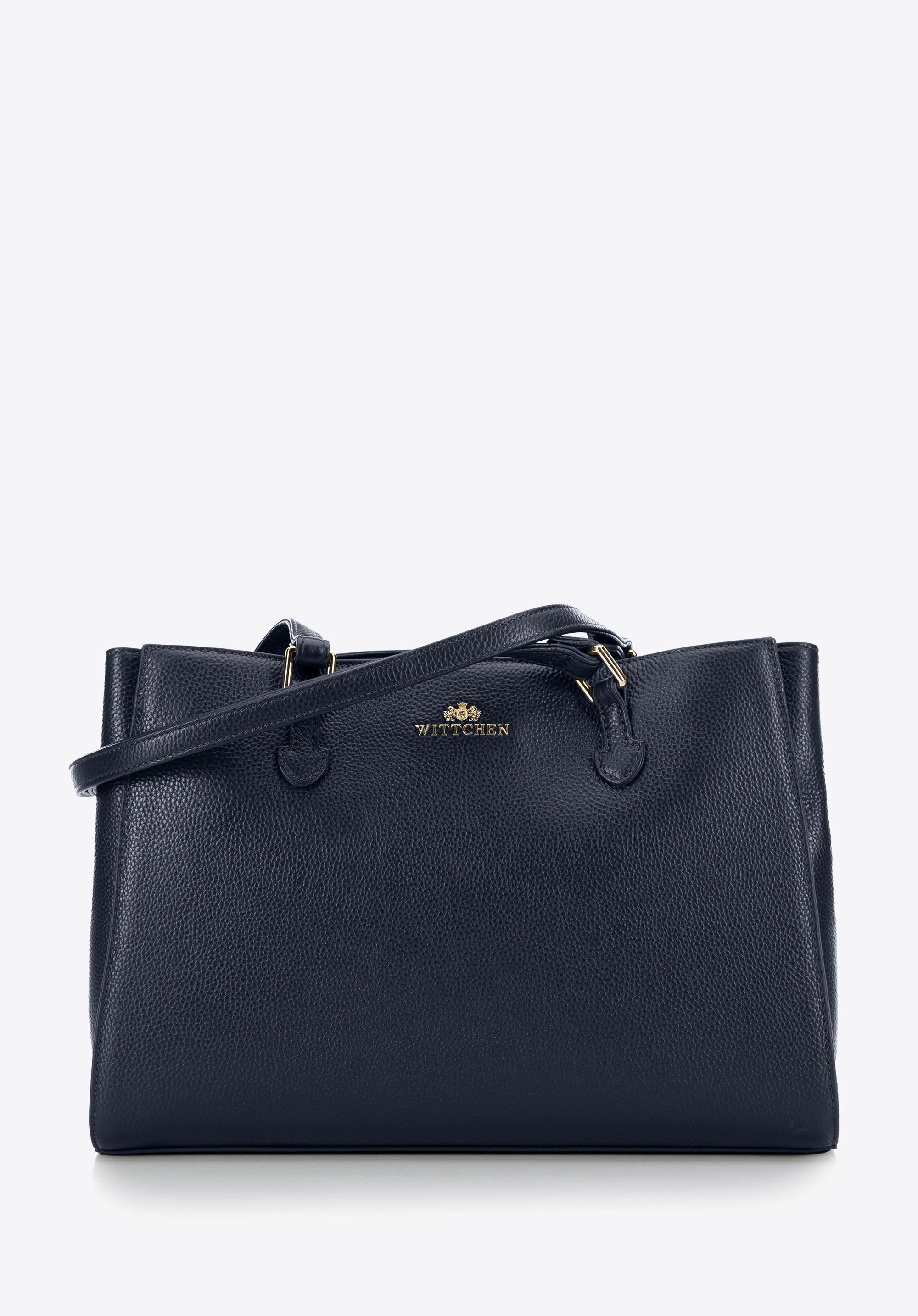 Leder-Shopper mit zwei Fächern, dunkelblau, 99-4E-620-7, Bild 1