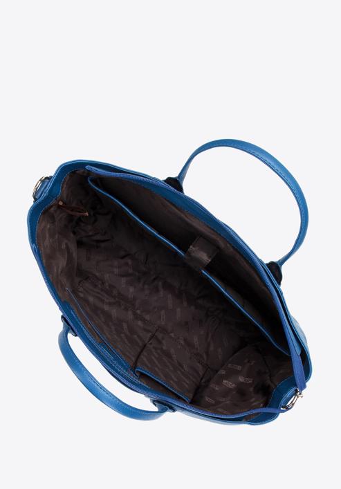 Lederköfferchen mit Seitentasche, Dunkelblau, 95-4E-020-N, Bild 3