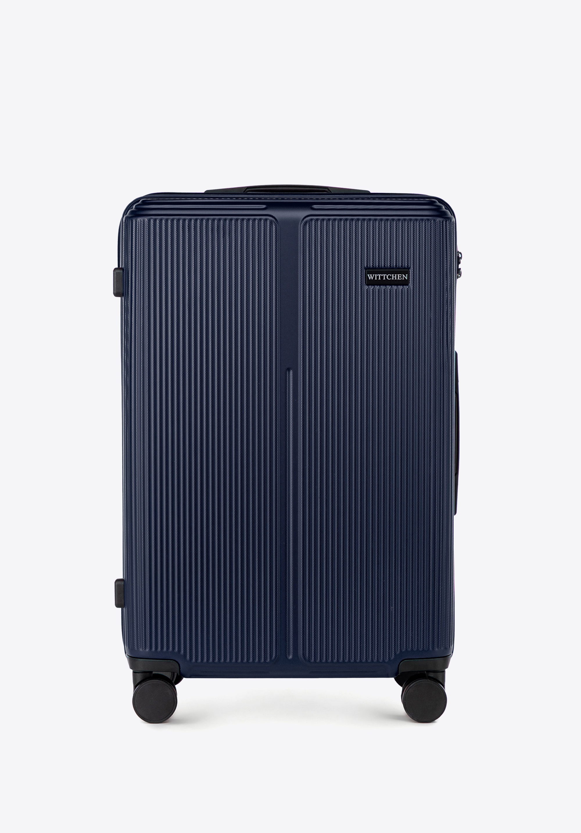 Mittelgroßer gestreifter ABS-Koffer, dunkelblau, 56-3A-602-90, Bild 1