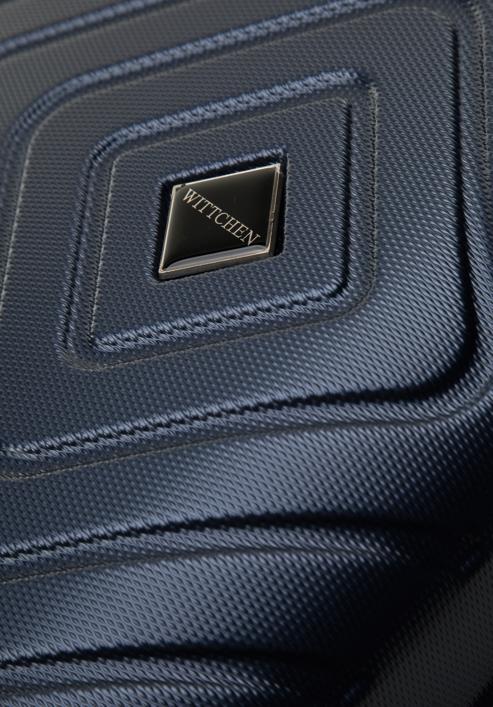 Großer Koffer  aus ABS mit geometrischer Prägung, dunkelblau, 56-3A-753-11, Bild 9