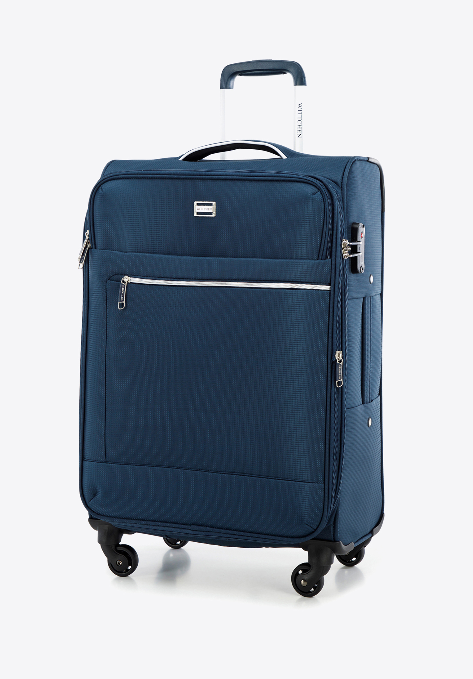 Weichschalenkoffer-Set mit glänzendem Reißverschluss, dunkelblau, 56-3S-85S-90, Bild 1