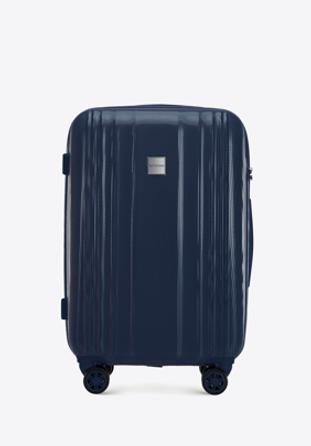 Mittlerer Koffer aus geprägtem Polycarbonat, dunkelblau, 56-3P-302-90, Bild 1