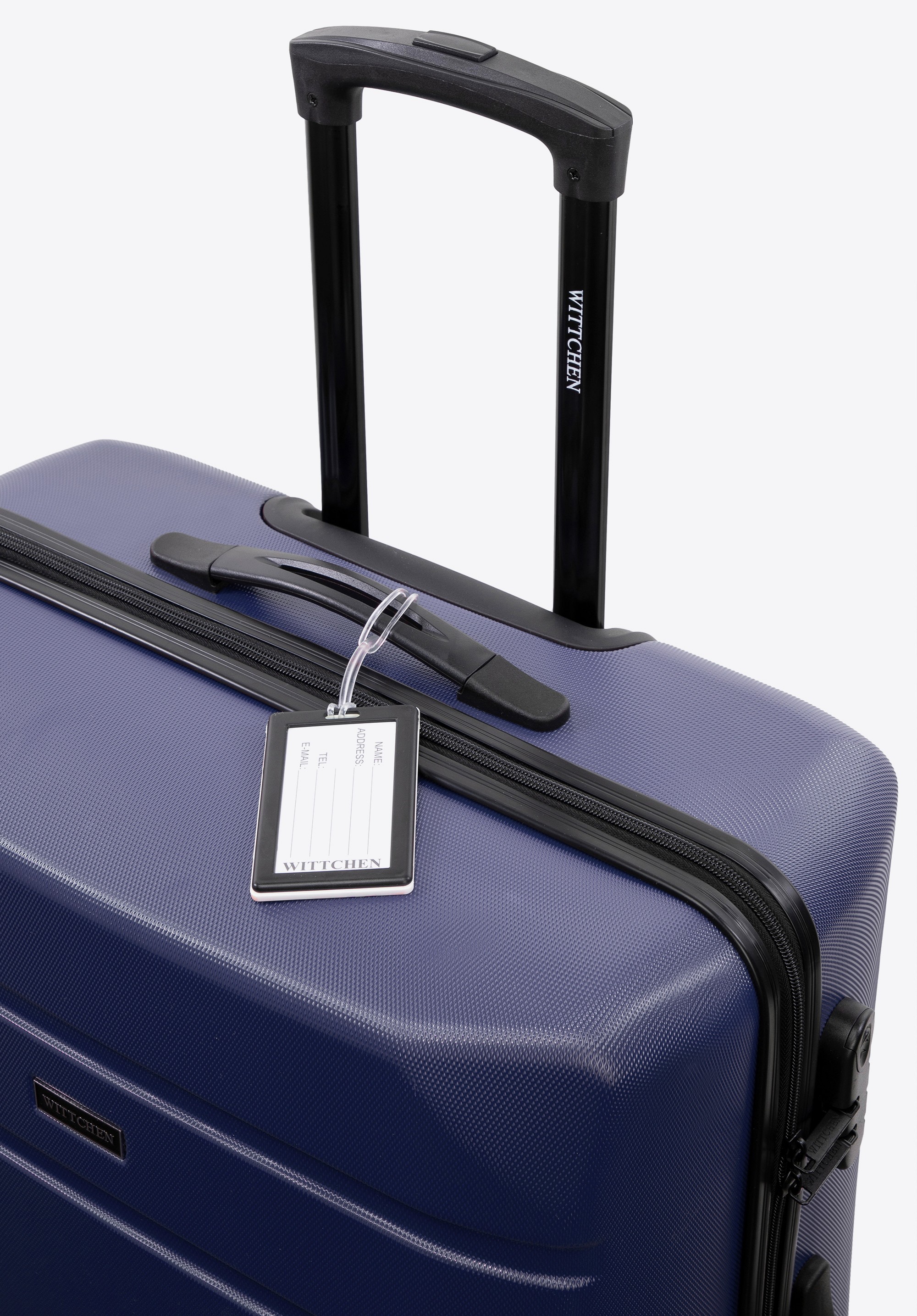 Mittlerer Koffer mit Gepäckanhänger, dunkelblau, 56-3A-652-90Z, Bild 1