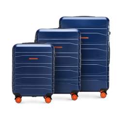 Modernes Kofferset aus Polycarbonat, dunkelblau, 56-3P-70S-91, Bild 1