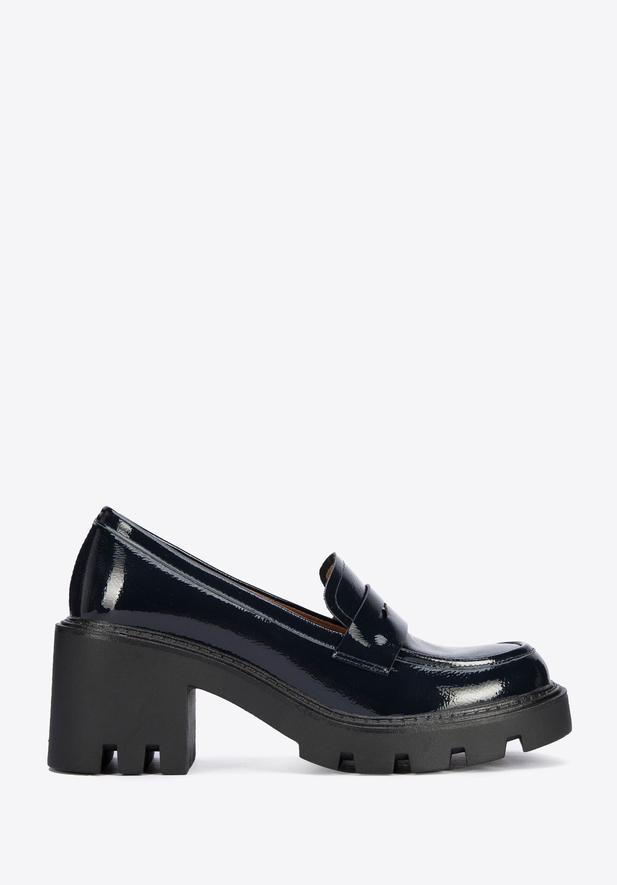 Plateau-Pumps aus Lackleder mit Profil, dunkelblau, 95-D-519-N-38, Bild 1