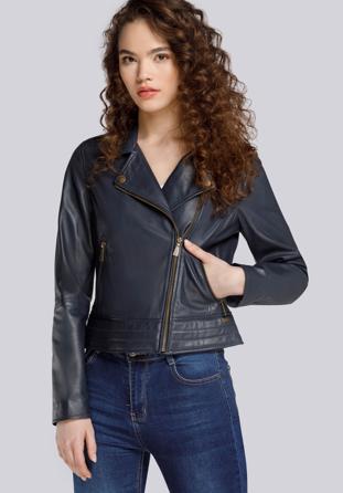 Ramones-Jacke für Damen aus Leder, dunkelblau, 94-09-802-N-M, Bild 1