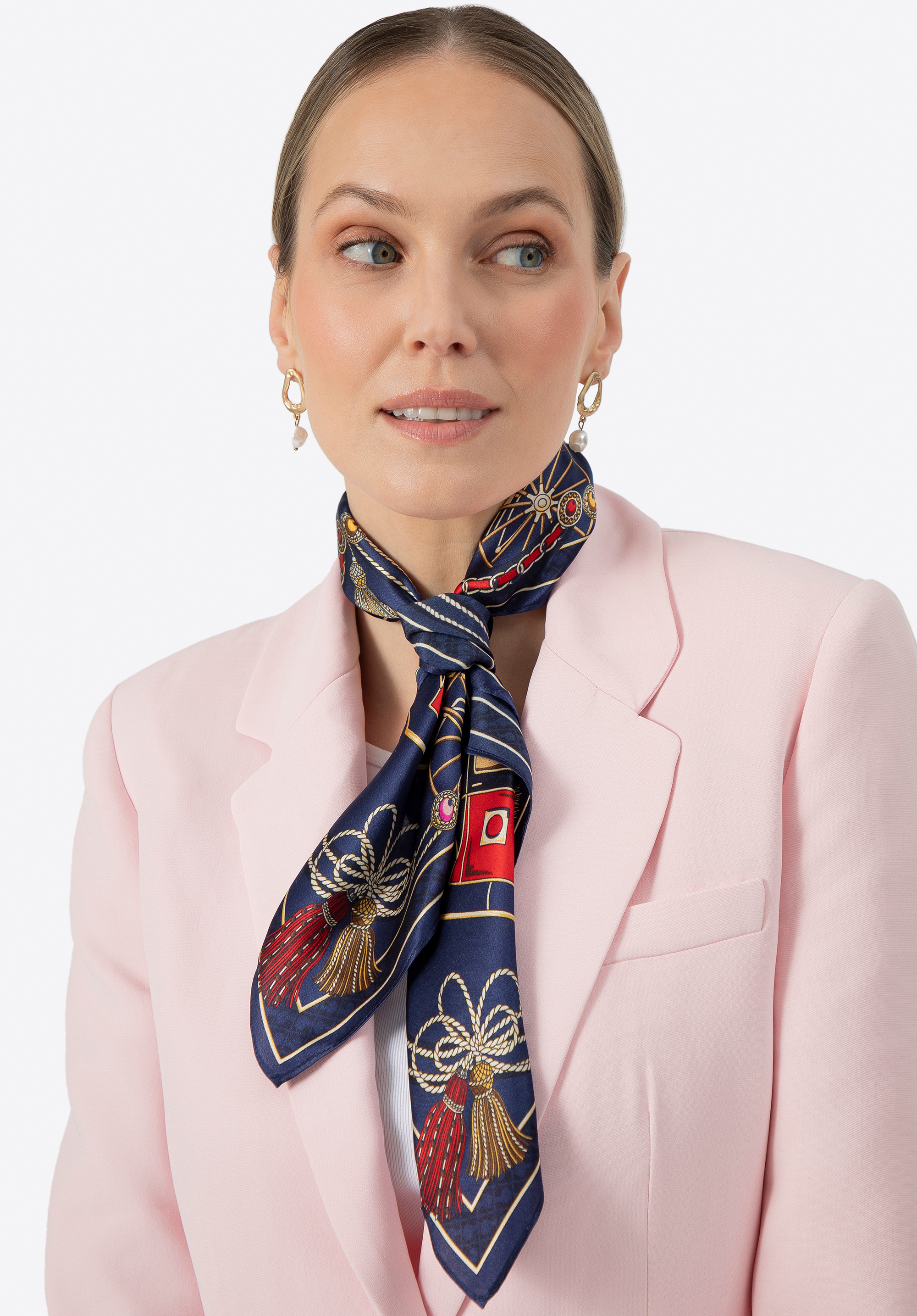 Seidenschal für Damen, dunkelblau-rot, 100-7D-S01-X32, Bild 1