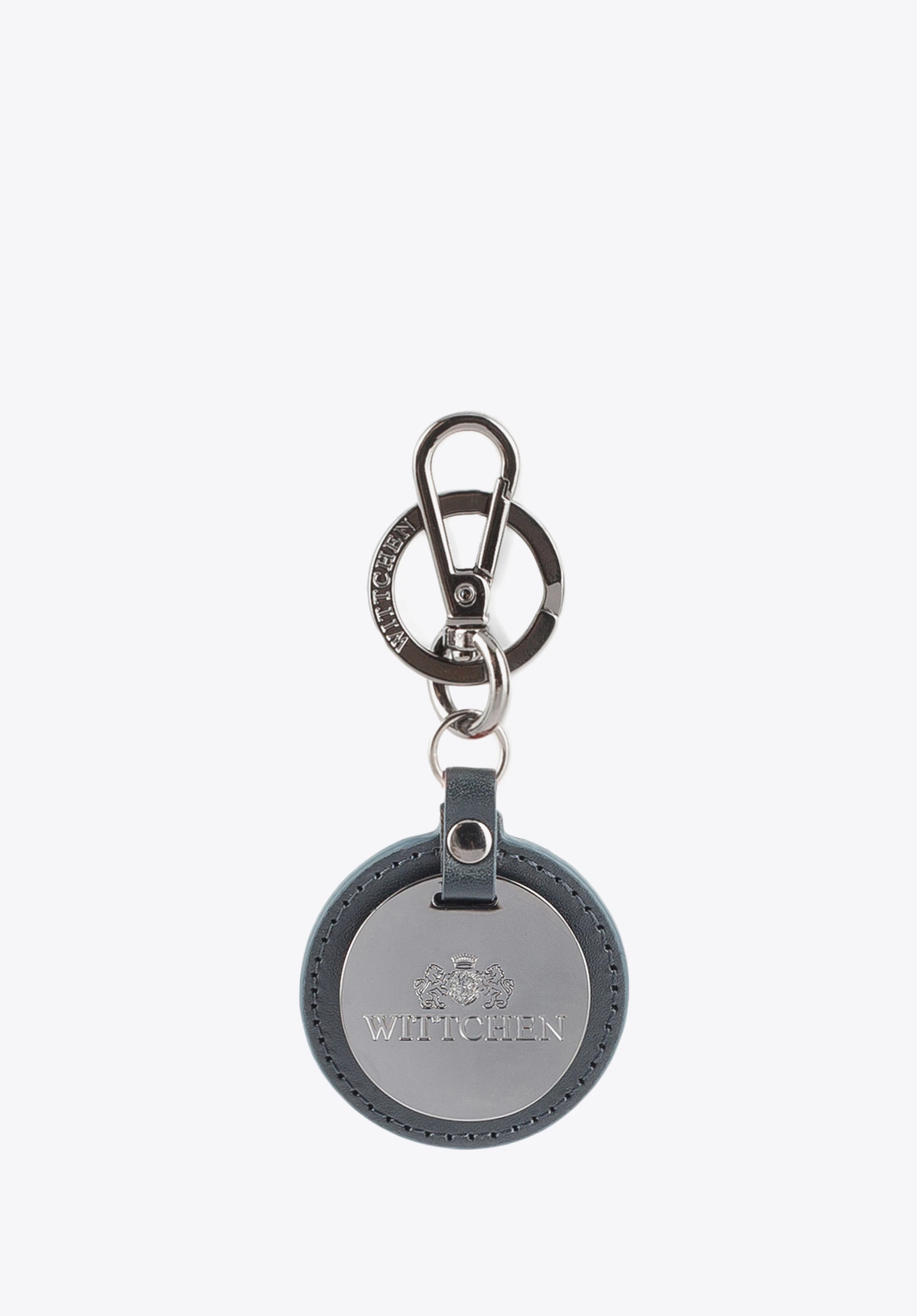 Runder Schlüsselanhänger aus Echtleder, dunkelblau, 03-2B-002-GN, Bild 1