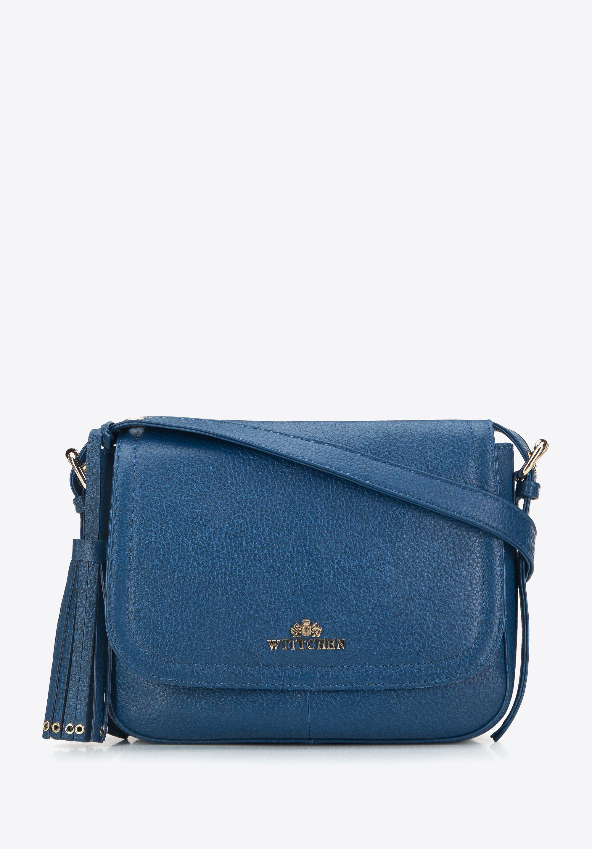 Satteltasche aus Leder für Damen mit Quastendetail, Dunkelblau, 95-4E-023-N, Bild 1